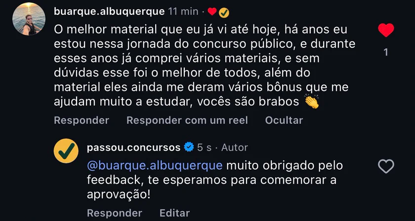 Print de feedback de aluno 2