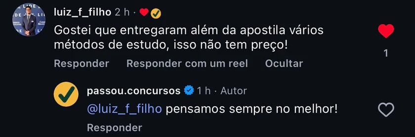 Print de feedback de aluno 3