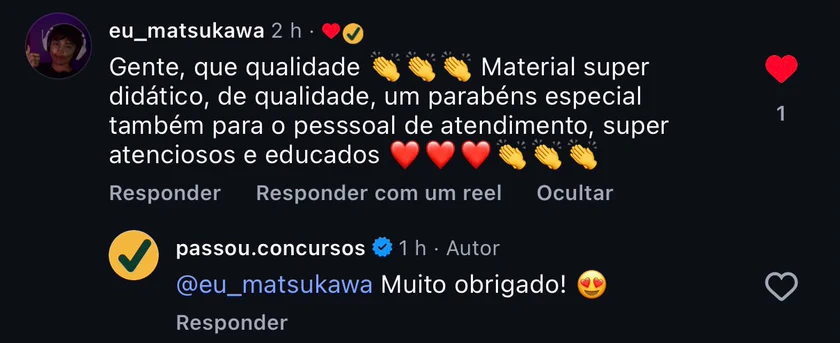 Print de feedback de aluno 6